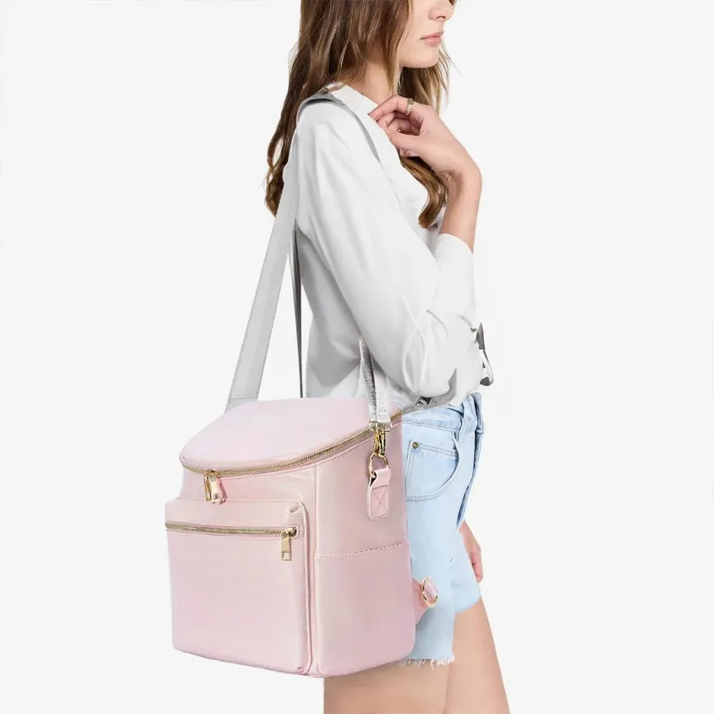 5-in-1 Leather Diaper Backpack Set for Stylish Moms