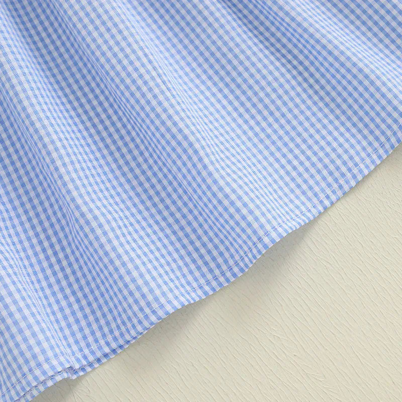 ABC Embroidered Plaid Dress