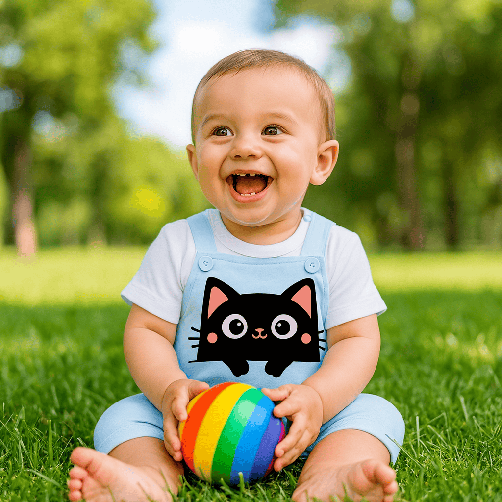 Adorable Black Cat Baby Romper