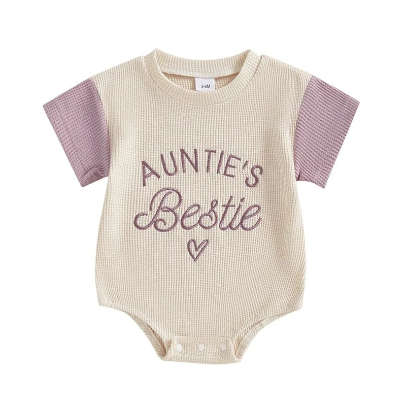 Purple / United States / 0-3M Auntie’s Bestie Baby Romper