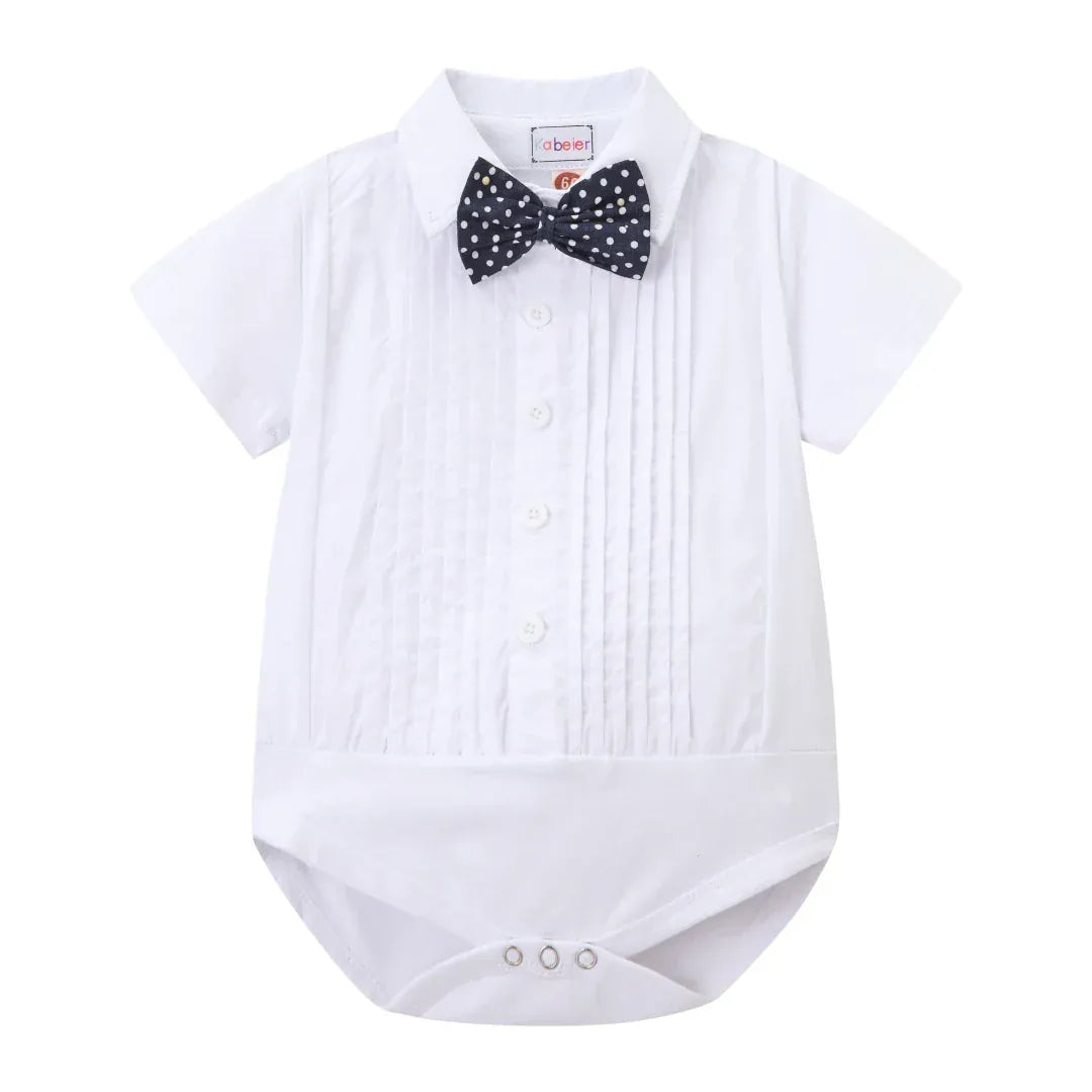Baby Boy Formal Outfit with Bow Tie and Suspenders