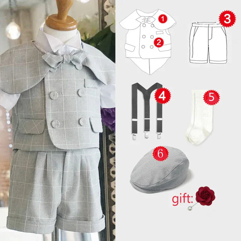 6 pcs set / 9M Baby Boy Gentleman Outfit Set