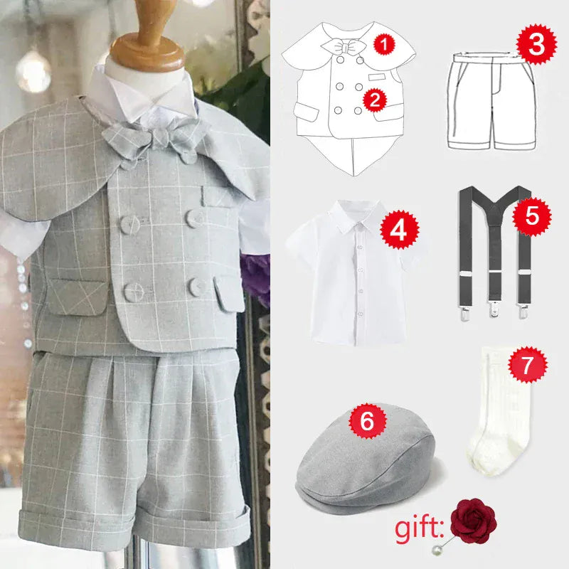 7 pcs set / 9M Baby Boy Gentleman Outfit Set