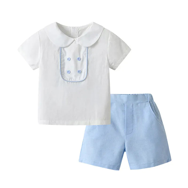 As Show / 6M Baby Boy's Classic Blue and White Short Set
