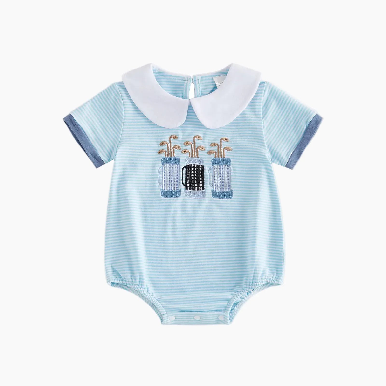 Blue / 0-3M Baby Boy's Golf Club Embroidered Collar Romper