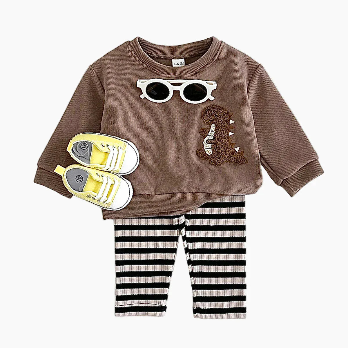 Brown / 6-9M Baby Cartoon Animal Outfit Set