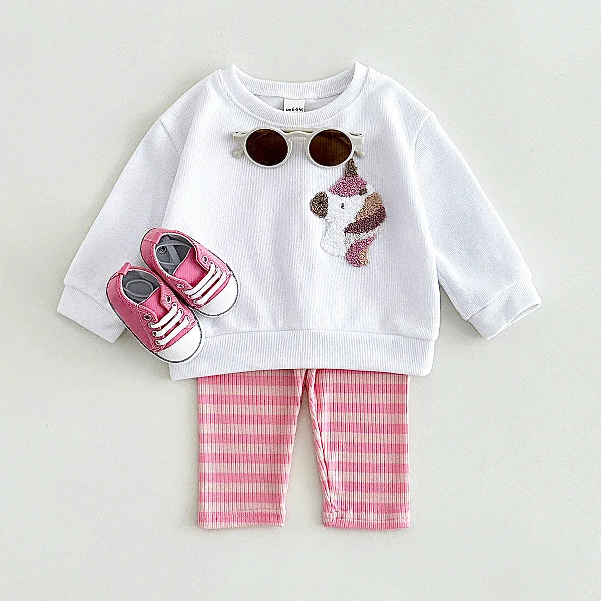Pink / 6-9M Baby Cartoon Animal Outfit Set