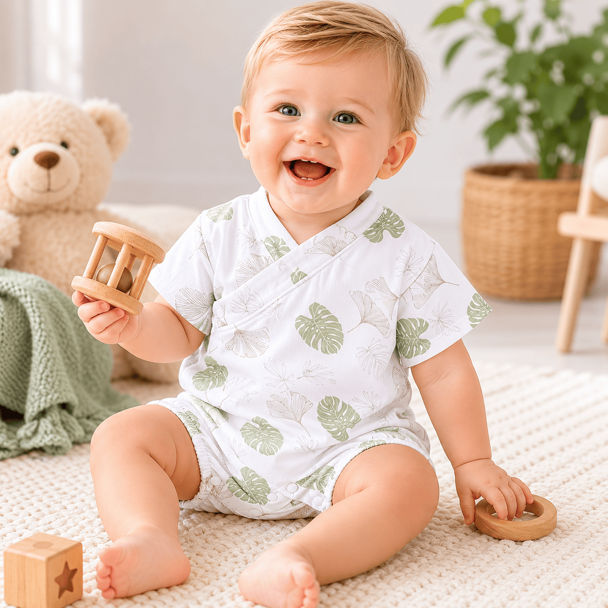 Baby Double Layer Muslin Kimono Onesie