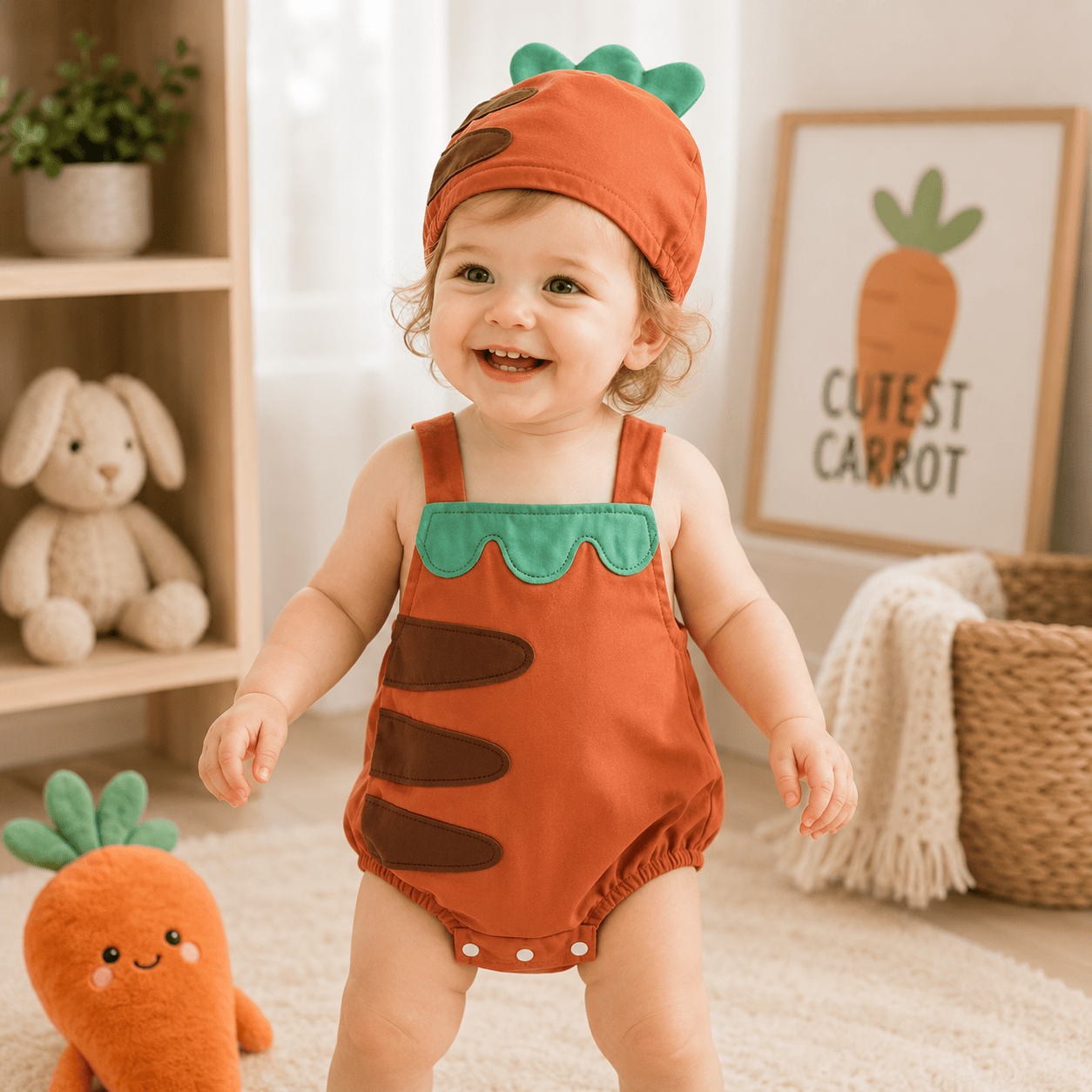 Baby Fruit Overalls Romper & Hat Set Summer Outfit 0–18 Months