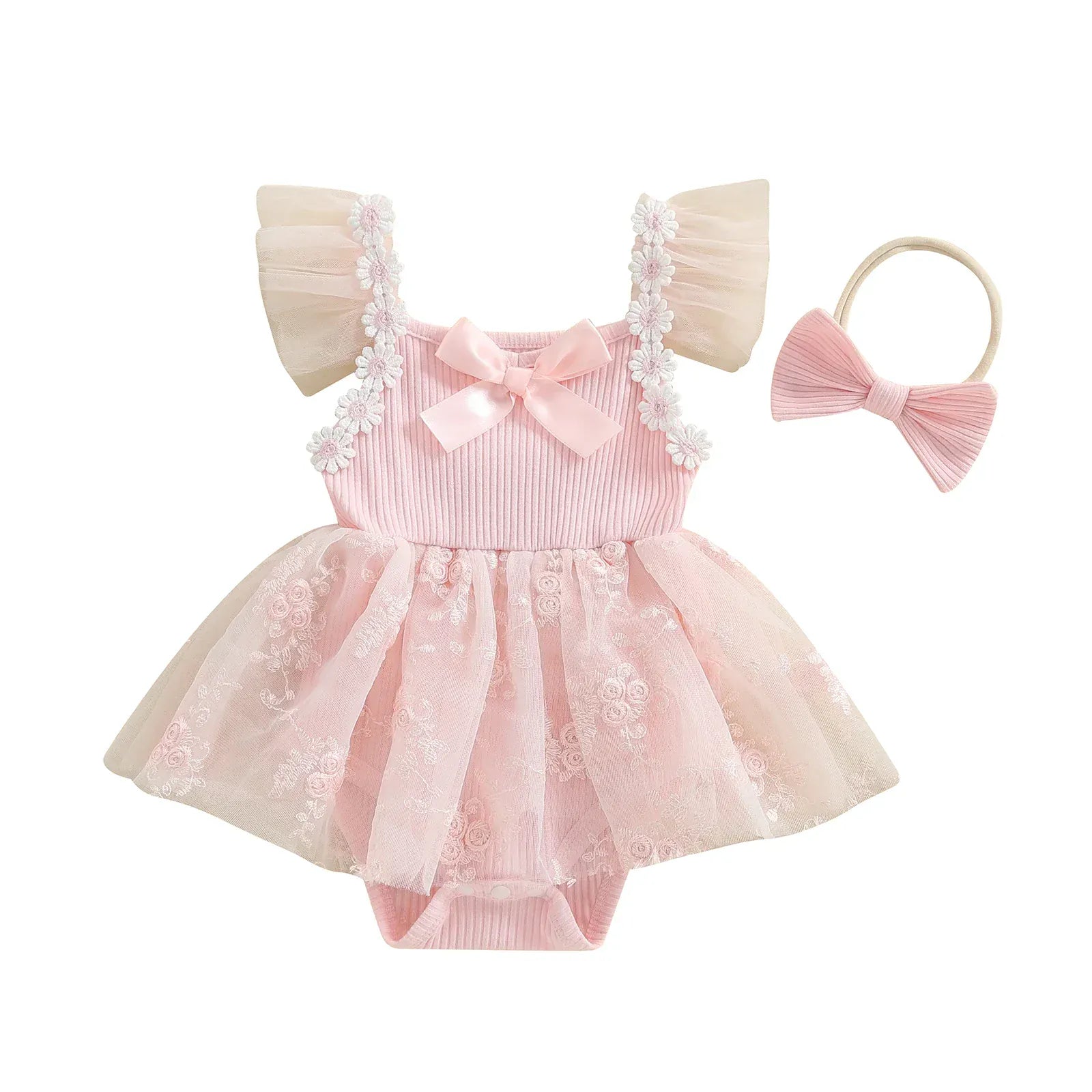 Pink / 3M Baby Girl Mesh Romper Dress