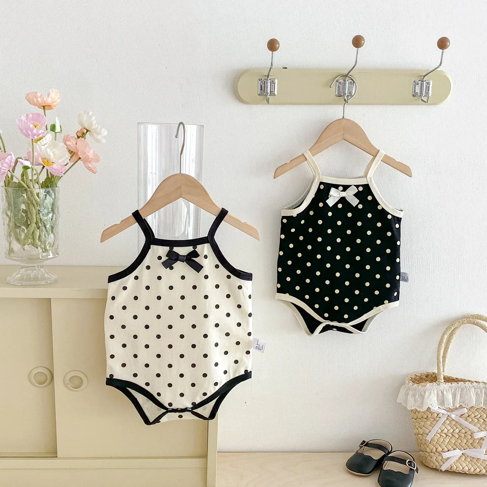 Baby Girl Polka Dot Bow Romper