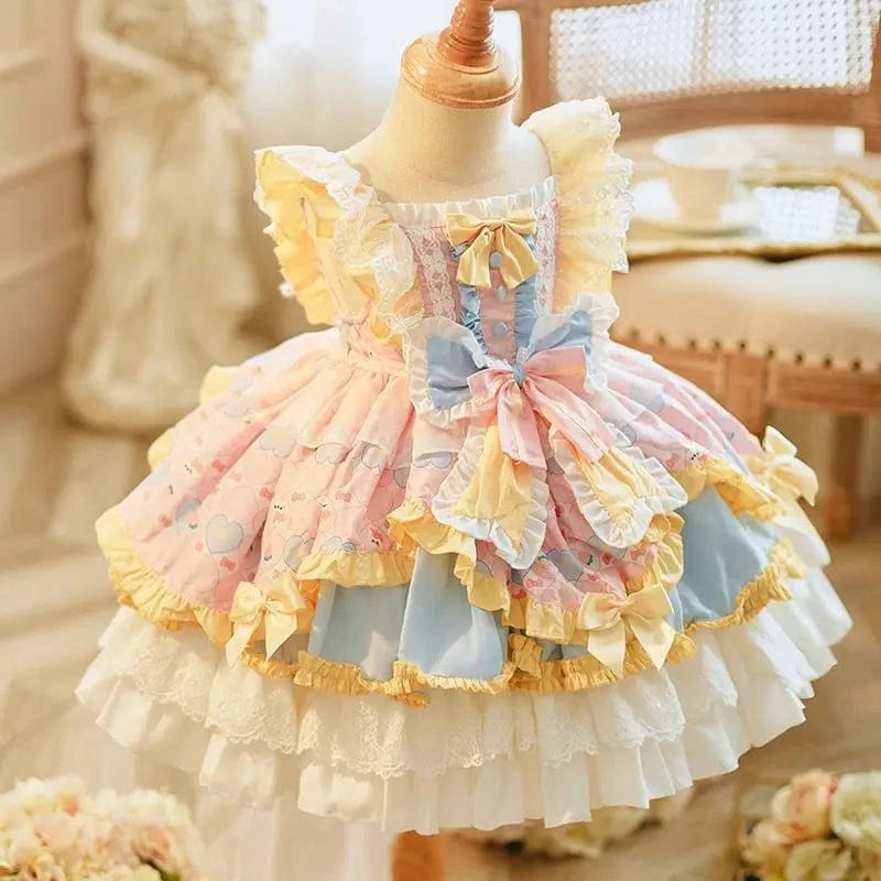 522Pink Yellow / 16M-2T Baby Girl Princess Lolita Birthday Dress