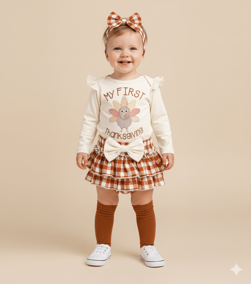 Baby Girl's My First Thanksgiving 4-Piece Outfit Set