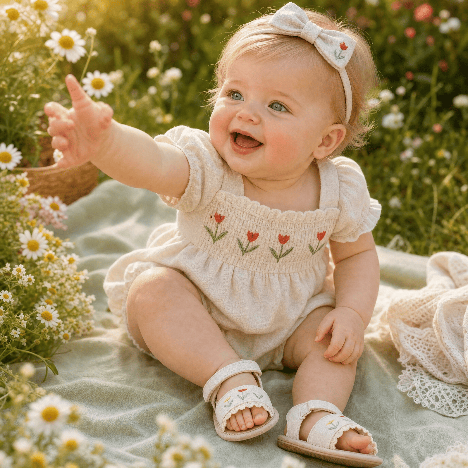Baby Girl Satin Bow Floral Closed Back Support Sandals