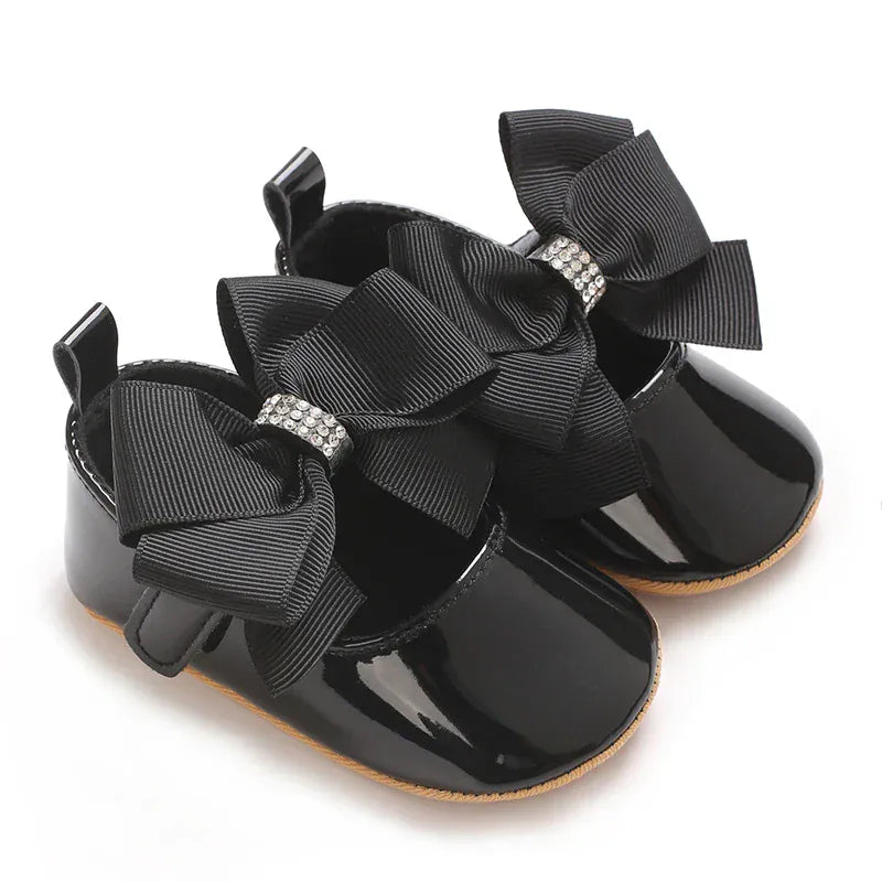 Black / 0-6M Baby Girl Soft Sole Crib Shoes