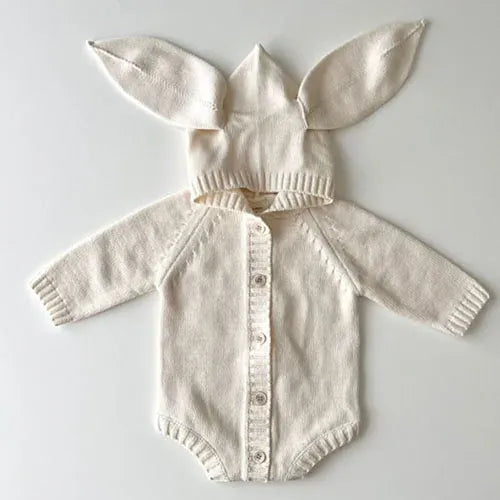 YS03 White / 3M Baby Knitted Hooded Romper