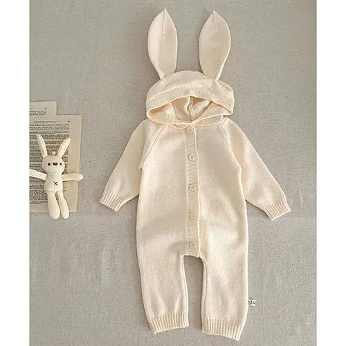 231H22 Apricot ear / 3M Baby Knitted Hooded Romper