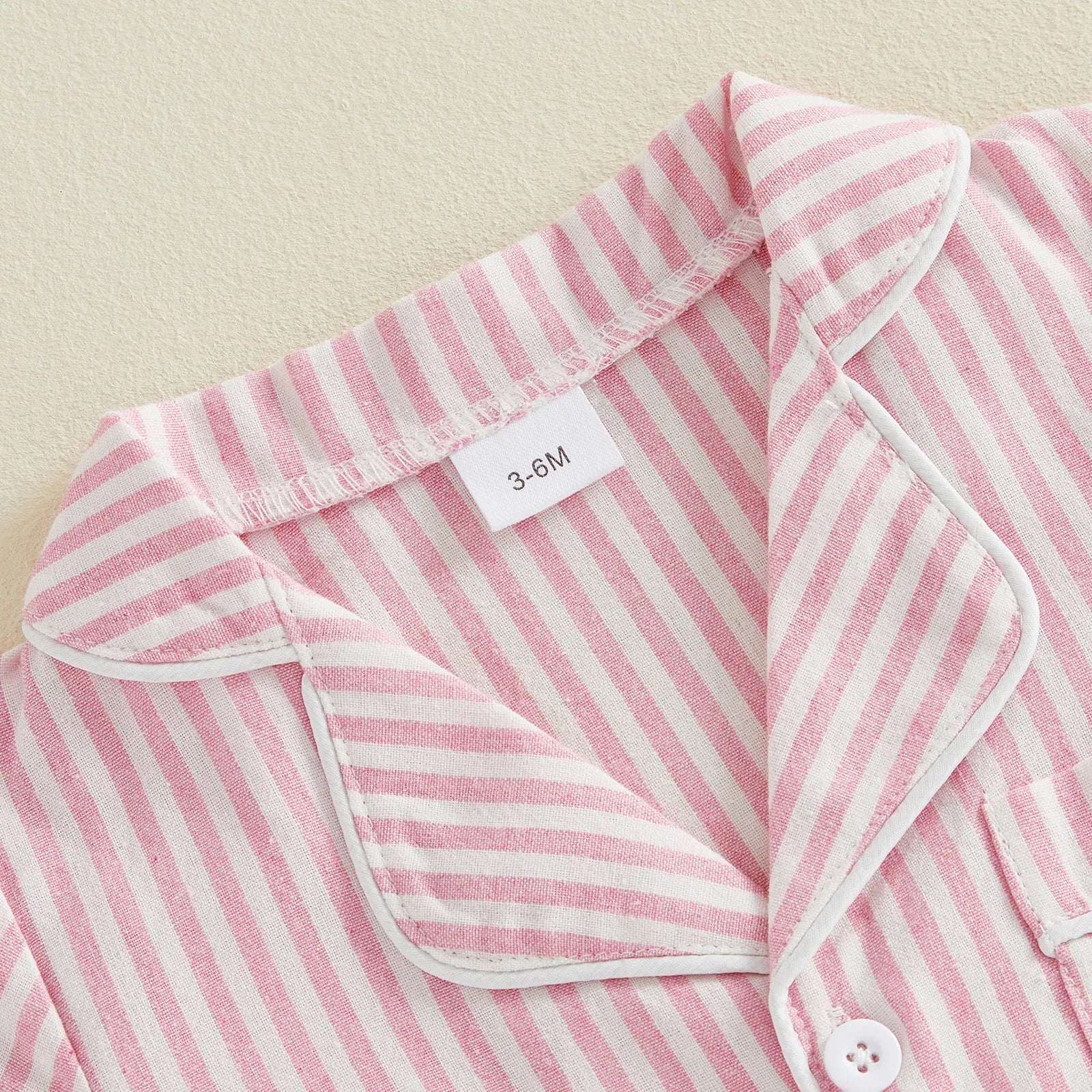 Baby Unisex Striped Button-Up Short Sleeve Pajamas Romper Sleepwear