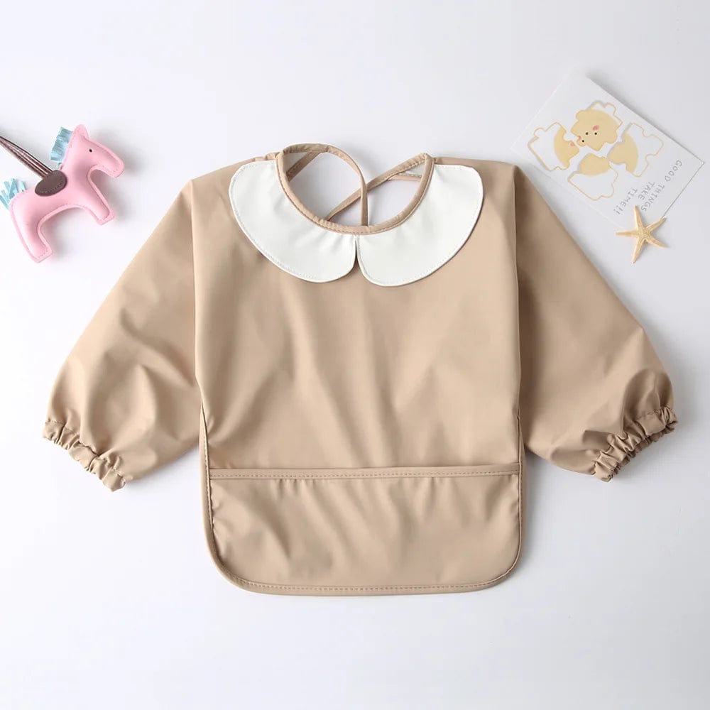 Khaki / L Baby Waterproof Long Sleeve Bib