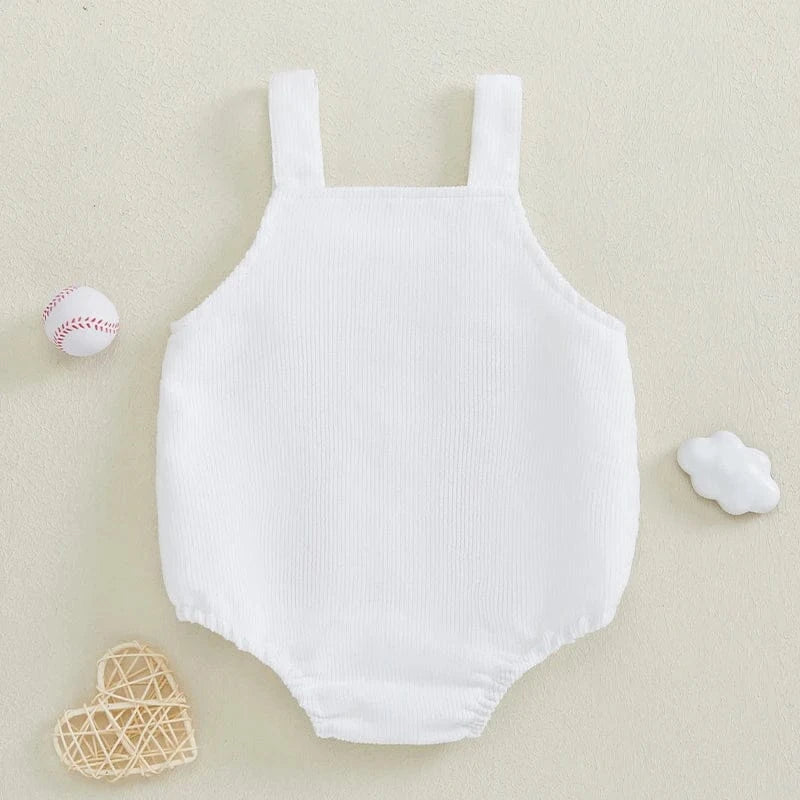 Baseball Inspired Baby Sleeveless Romper