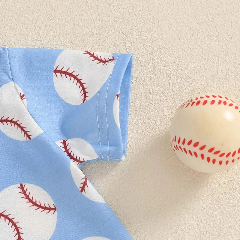 Baseball Print Toddler Boy Summer Outfit