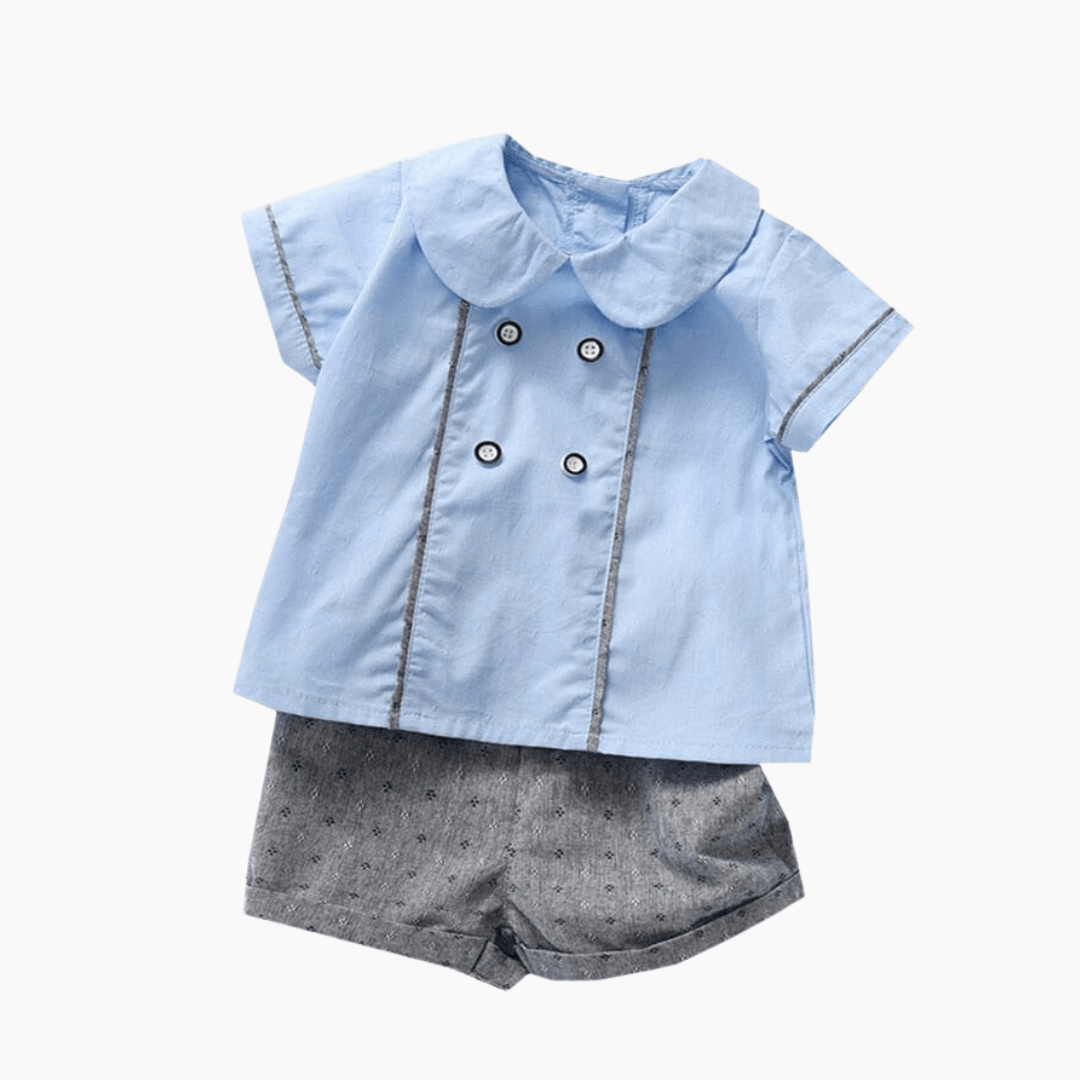 Baby & Toddler Boy Blue Shirt and Gray Shorts Set