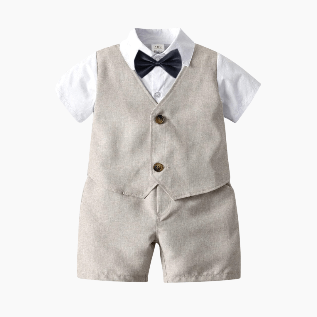 Baby & Toddler Khaki and White / 24M Boy Waistcoat & Shorts Set