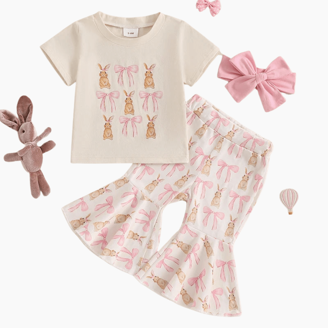Bunny and Bow T-Shirt and Flare Pants