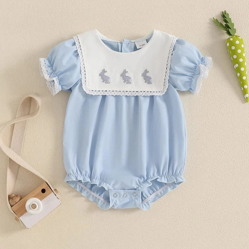 Bunny Embroidery Short Sleeve Bodysuit