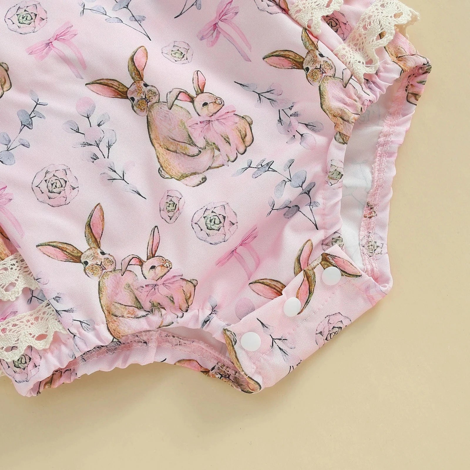 Bunny Print Lace Bodysuit with Headband