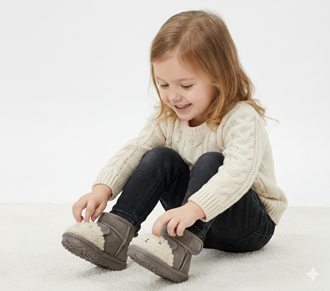 Cartoon Animal Leather & Plush Snow Boots