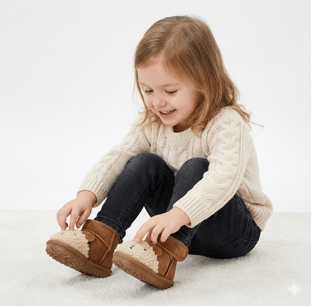 Cartoon Animal Leather & Plush Snow Boots