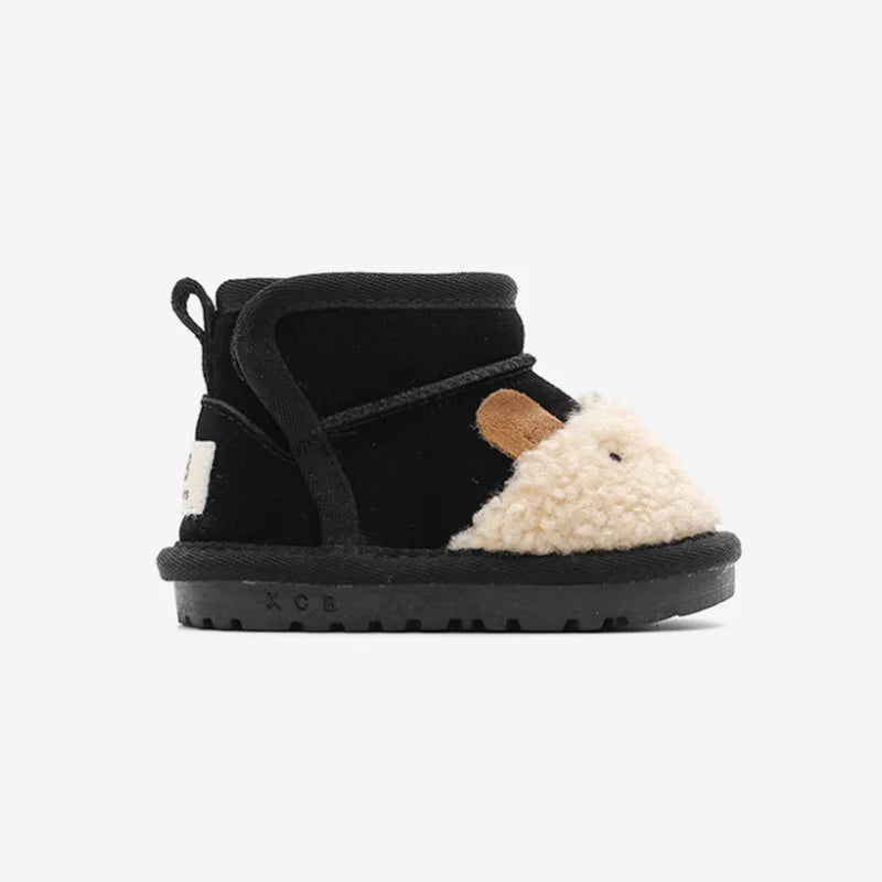 Black / 16 Cartoon Animal Leather & Plush Snow Boots