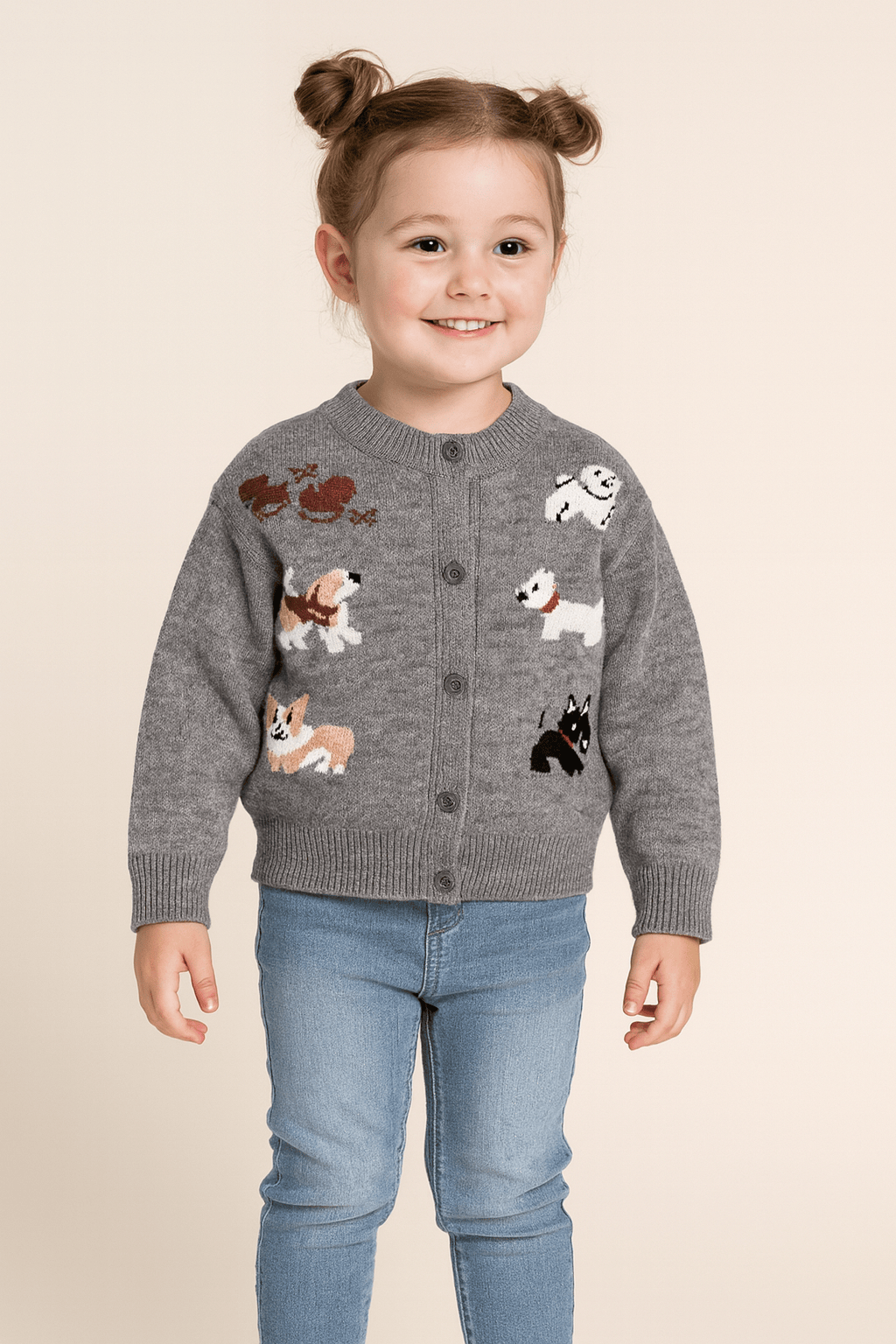 Cartoon Dogs Knit Cardigan