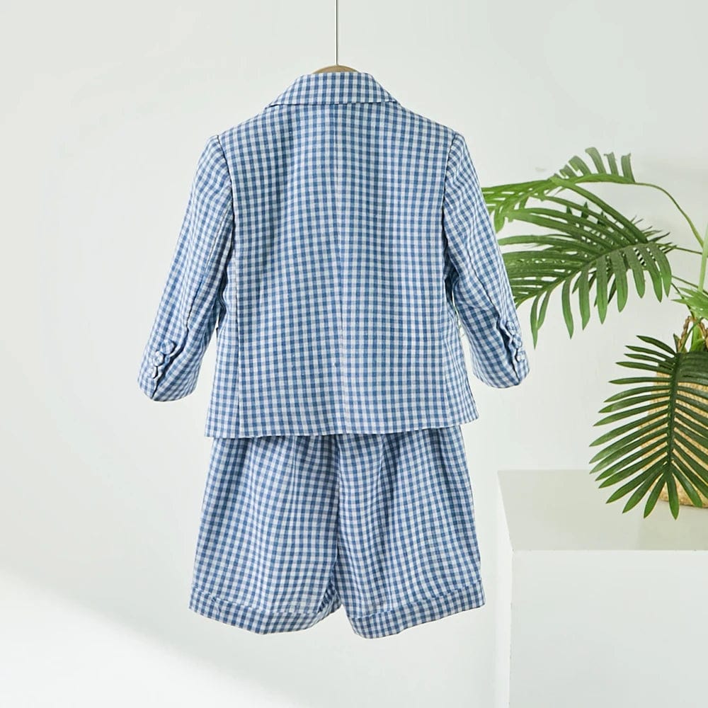 Boy's Clothing Checkered Formal Outfit with Bow Tie