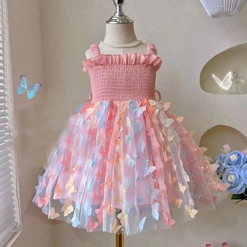 Colorful Birthday Party Outfit with 3D Wings & Tulle Skirt