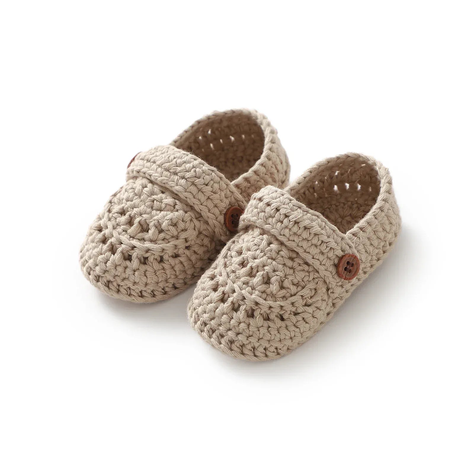Light Brown / 0-3M Crochet Knit Baby Shoes
