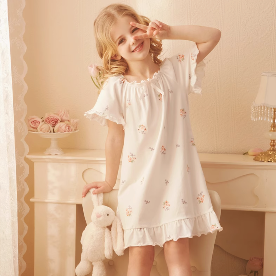 Cute Printed Pajama Dress for Girls