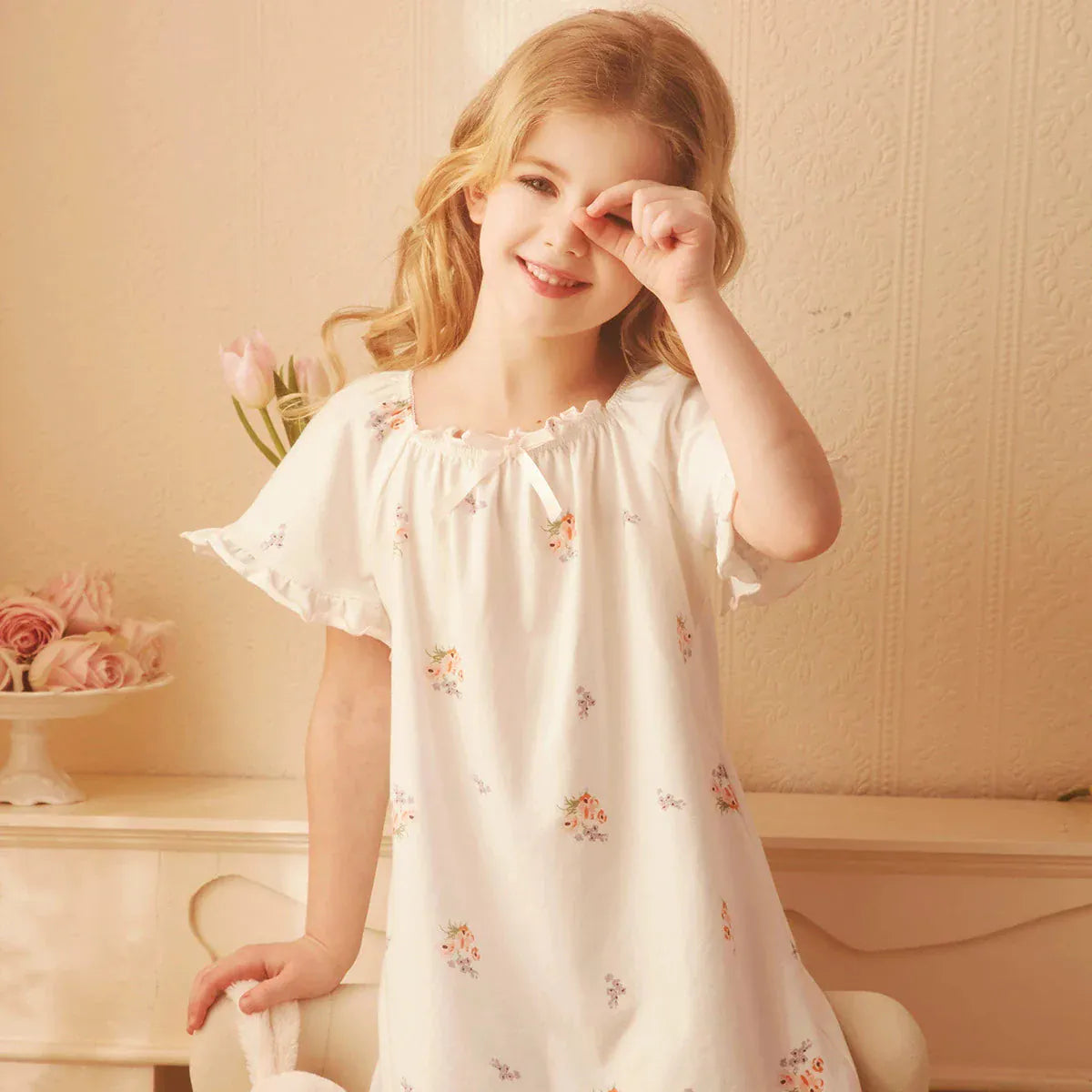 Cute Printed Pajama Dress for Girls