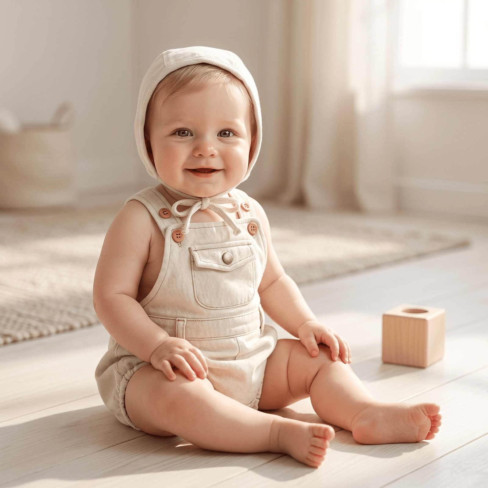Denim Sling Romper & Hat Set