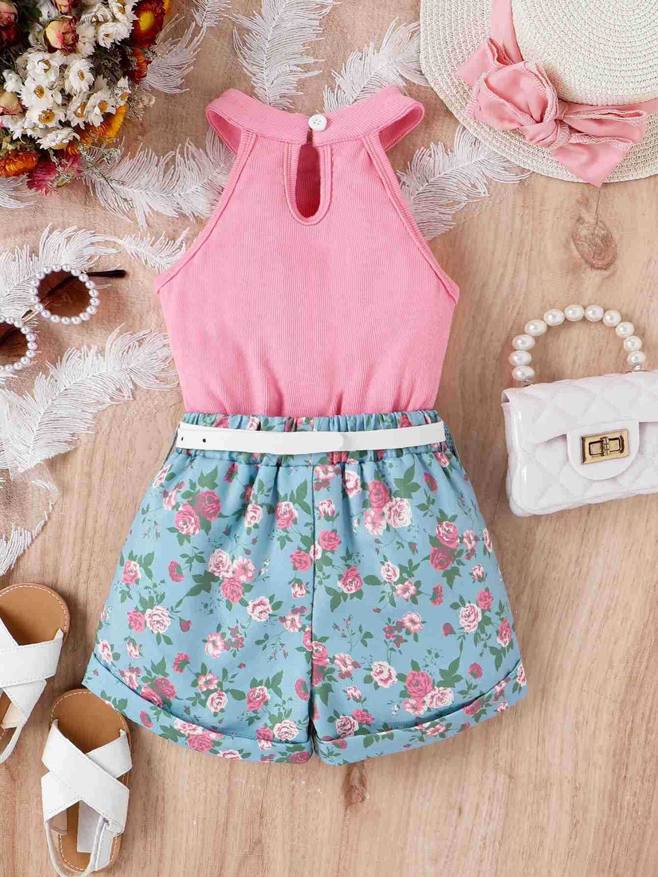 Design Tops +Floral Printed Shorts