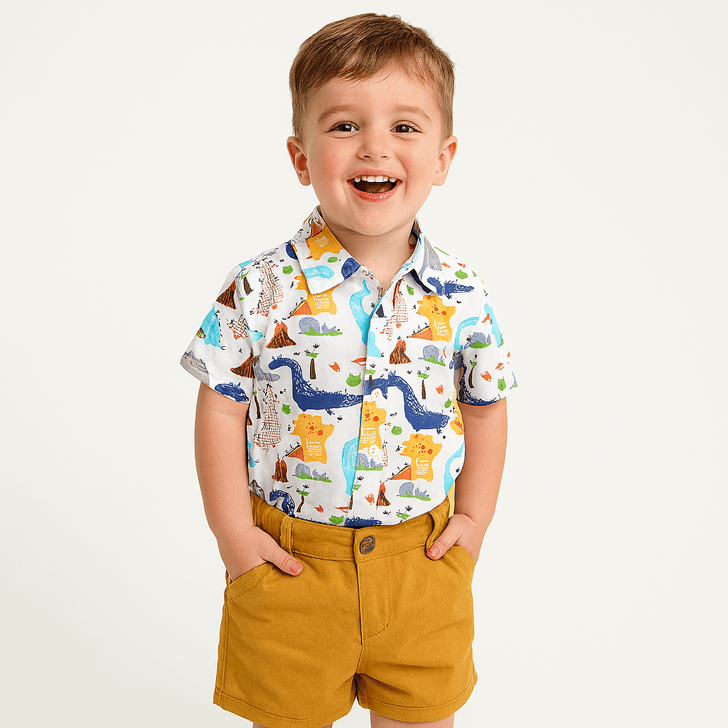 Dinosaur Print Baby Boy Summer Outfit Set