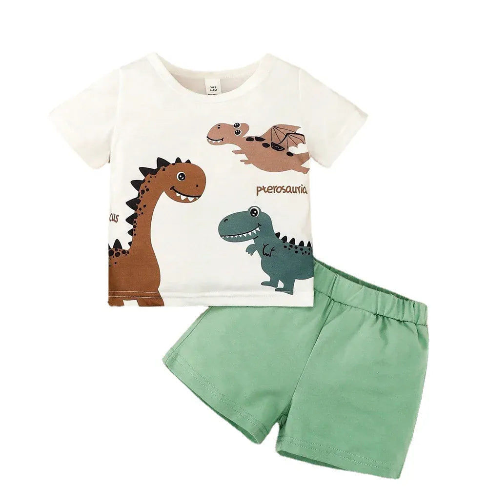 Green / 6-9M Dinosaur Print T-Shirt & Shorts Set