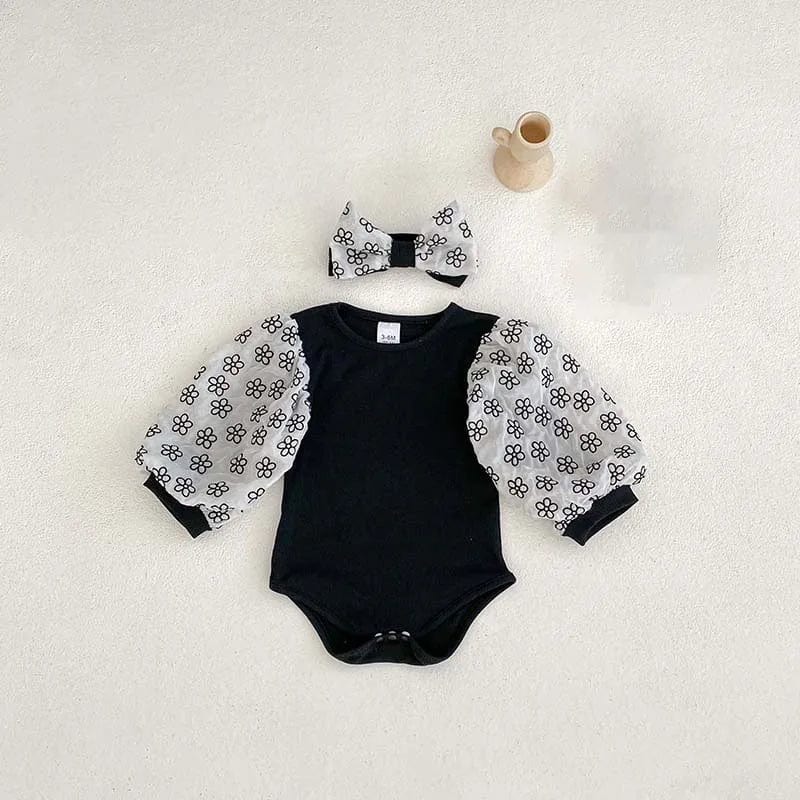 Floral / 12-18M Elegant Baby Girl Long Sleeve Romper