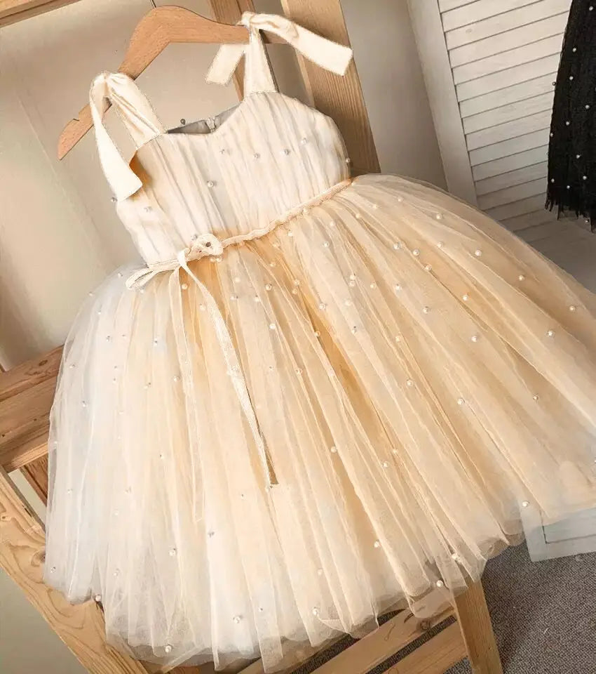 Champagne / 6-12M Elegant Princess Party Dress for Girls