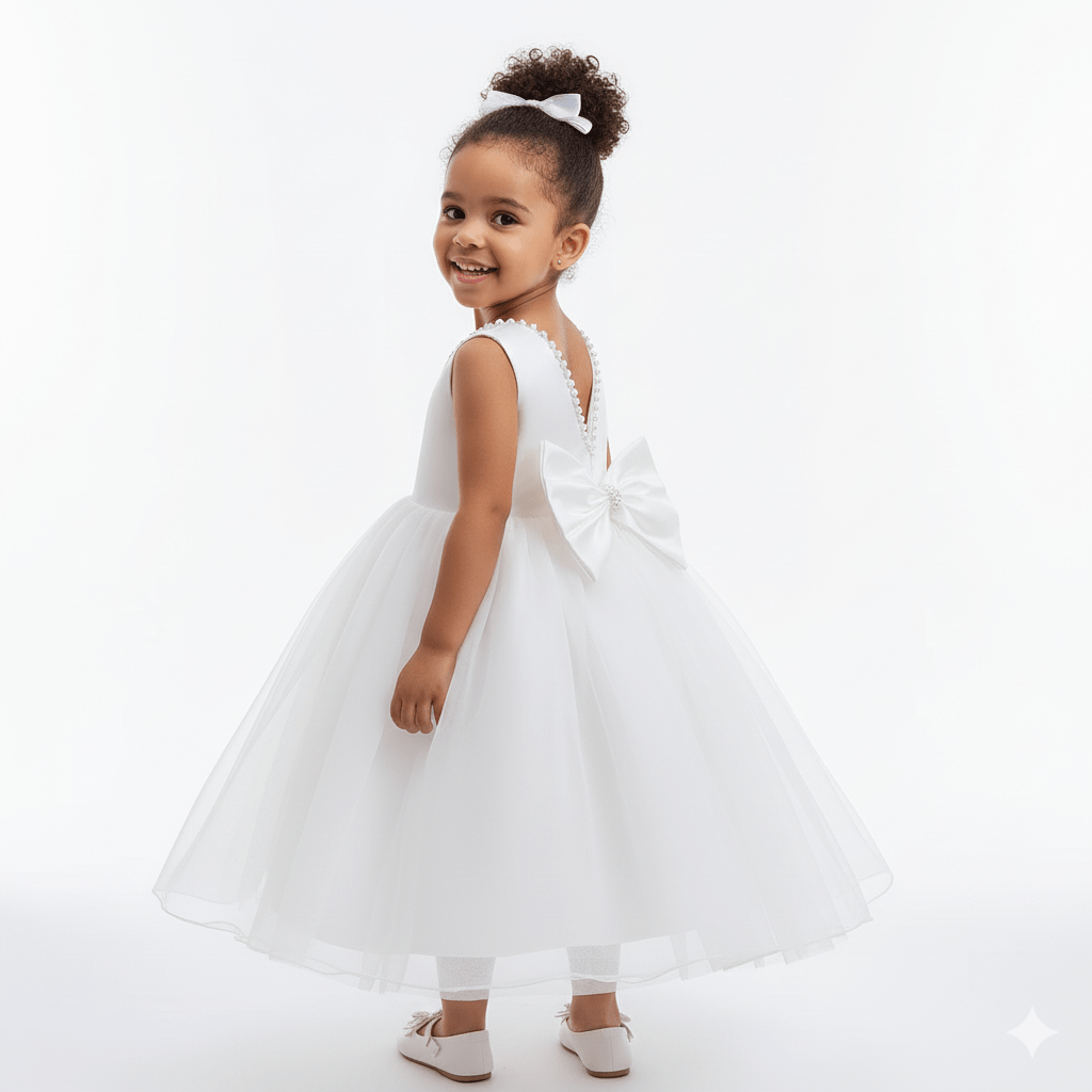 Elegant Satin and Tulle Flower Girl Dress
