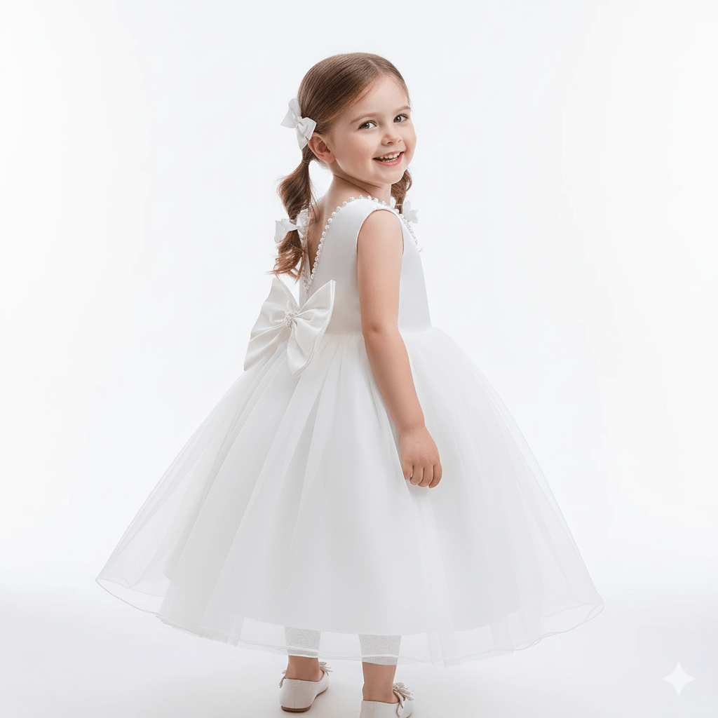 Elegant Satin and Tulle Flower Girl Dress