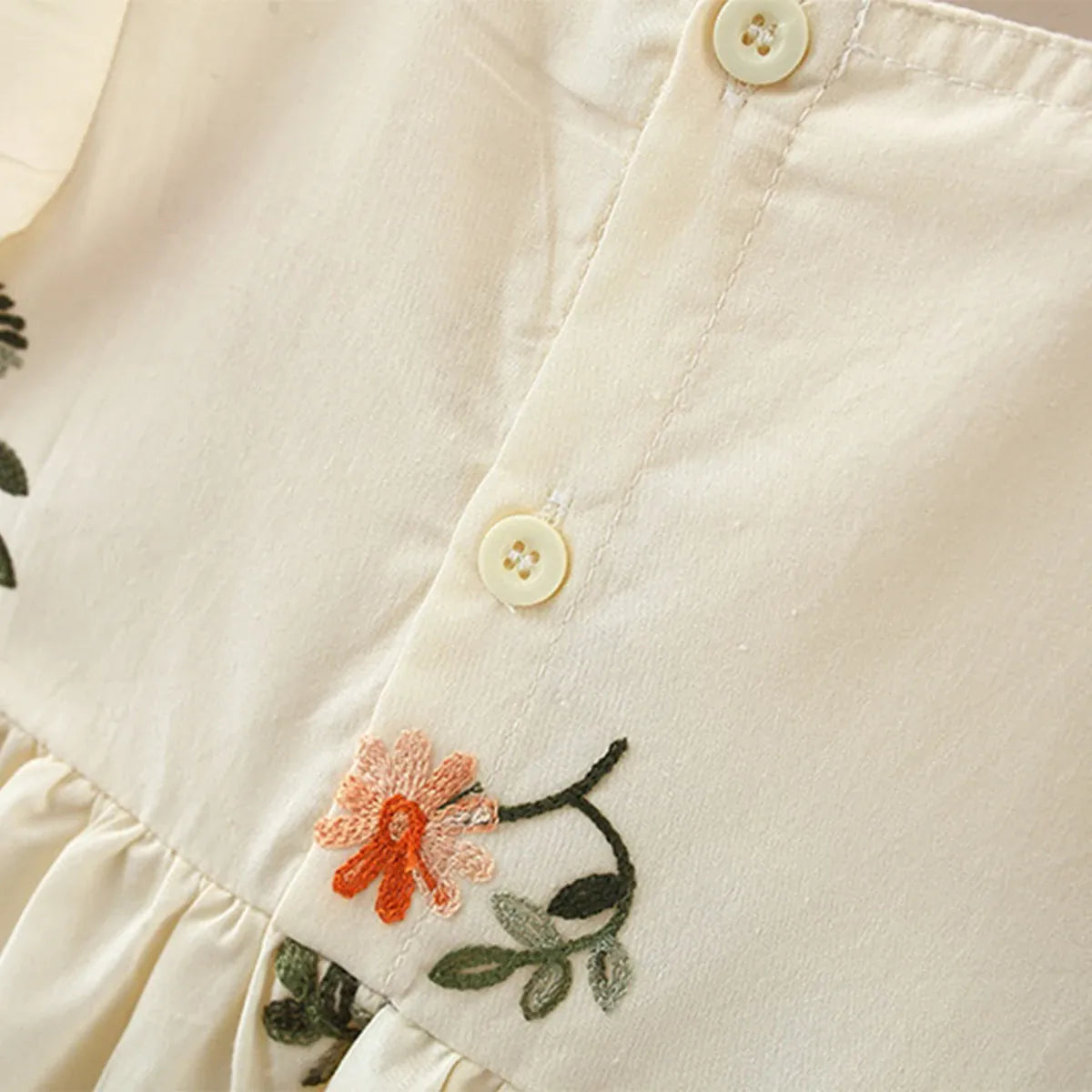 Embroidered Bubble Sleeve Dress