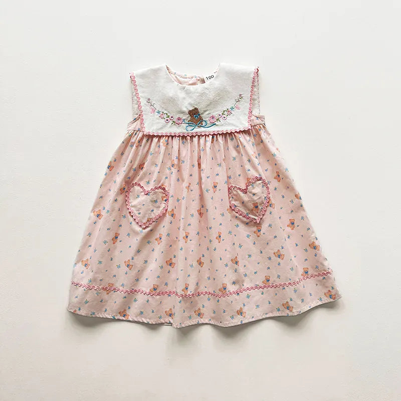 Pink / 12-24M Embroidered Floral Princess Dress