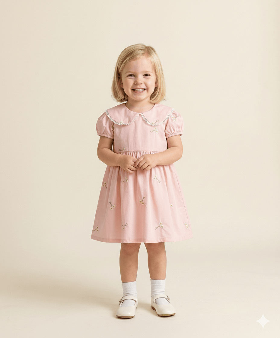 Embroidered Peter Pan Collar Dress